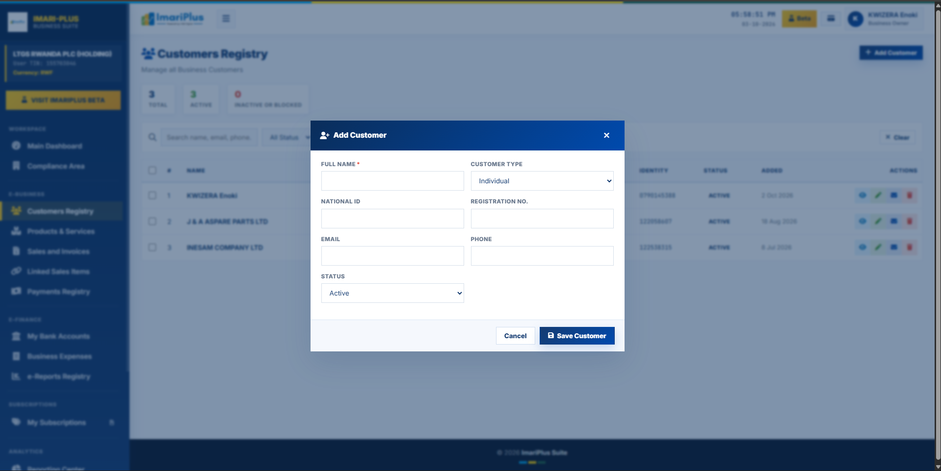 Customers Registry